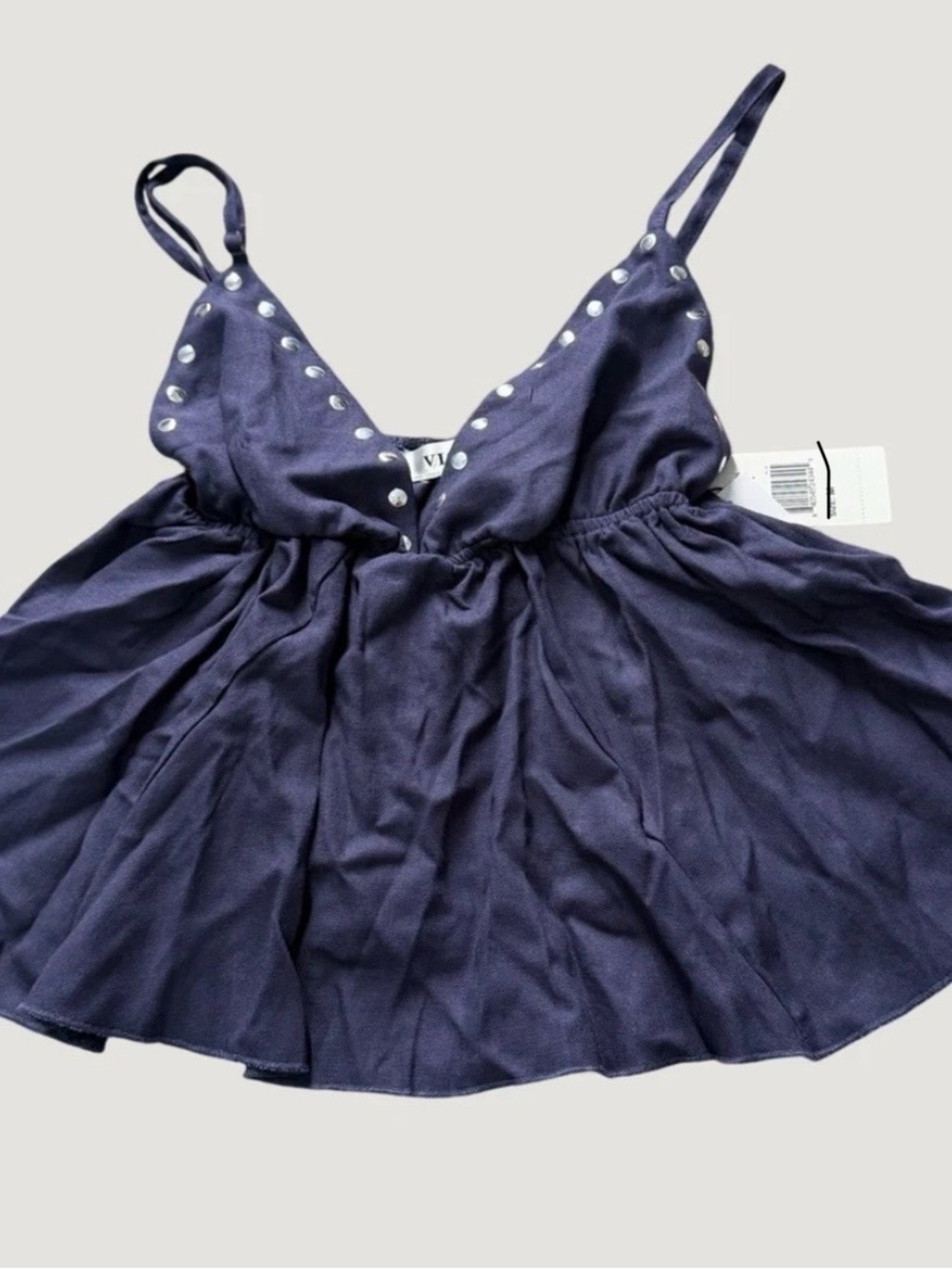 Vigoss Navy Stud-Trim Flowy Camisole